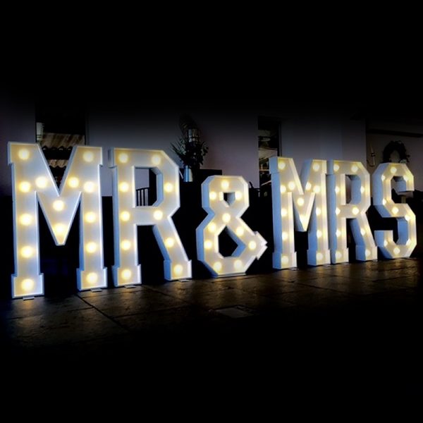 illuminated mr and mrs letters