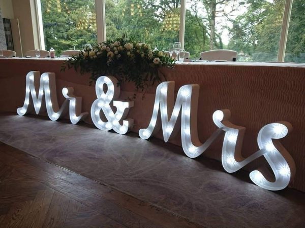 light up joined mr and mrs letters